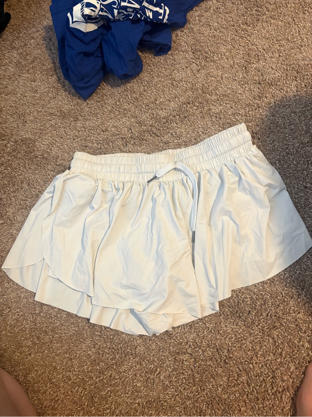White Ruffled Athletic Skort with Drawstring